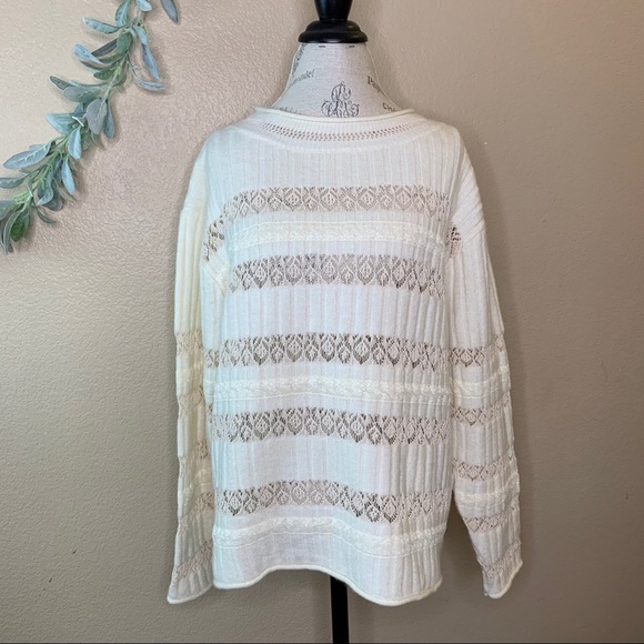 Zara ~ Cream Lace Striped Sweater - Picture 1 of 7